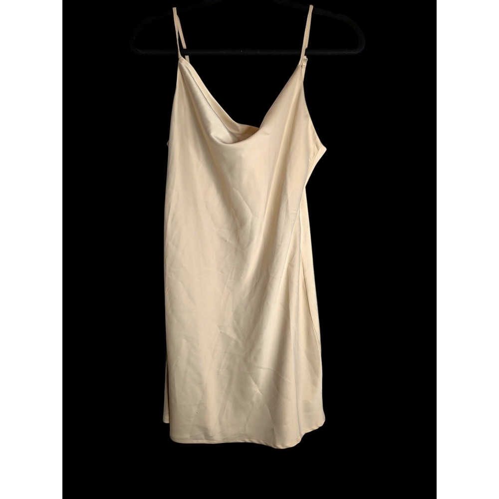 Urban Outfitters Cowl Neck Satin Slip Mini Dress Size M Champagne Cream